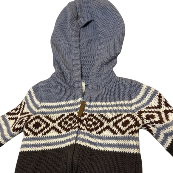 Baby Boy Zip-up Crochet Hooded Sweater - Picture 2 of 5